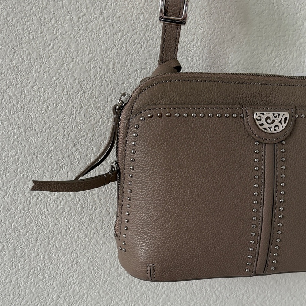 Brighton JOJO Organizer Taupe Studded Crossbody Bag - Picture 2 of 16